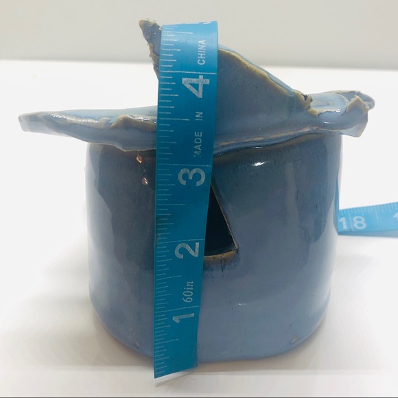 Wardell Pottery Leaf Spirit House Blue Glaze Fairy Soul Yard Art Sculpture - Picture 8 of 12